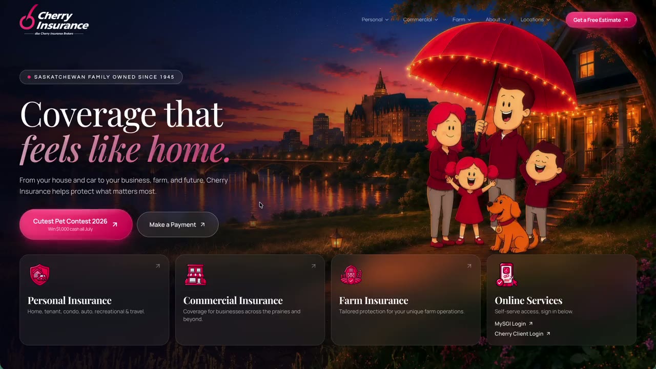 Preview of the Cherry Insurance website built by ATTRACT Media