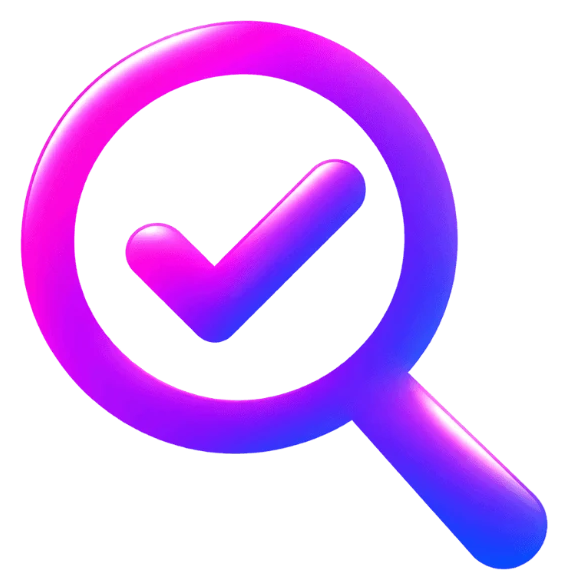 Magnifying glass confirming a clear website result